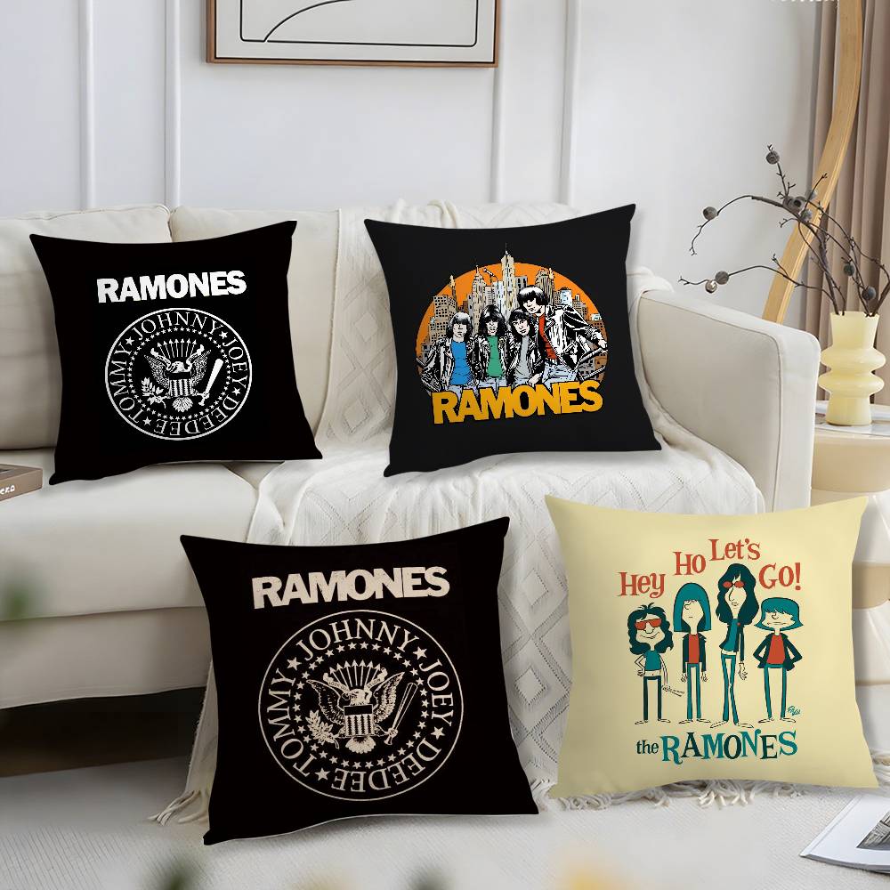 Rock R-Ramones Pillow Case Office Sofa Dorm Chair Back Short Plush Double-Sided Printing Home Cushion Cover