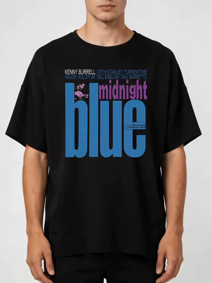 T-shirt selezionata Kenny Burrell Midnight Blue Copertina LP Registrazione Jazz Ray Barretto Cotone Puro T-shirt Streetwear per Tutte le Stagioni