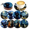 Reusable Wooden Coasters Cat Coasters, Decorative Heat Resistant Table Mats, Non-slip Cup Insulation Pads for Hot Drinks And Desk Protection