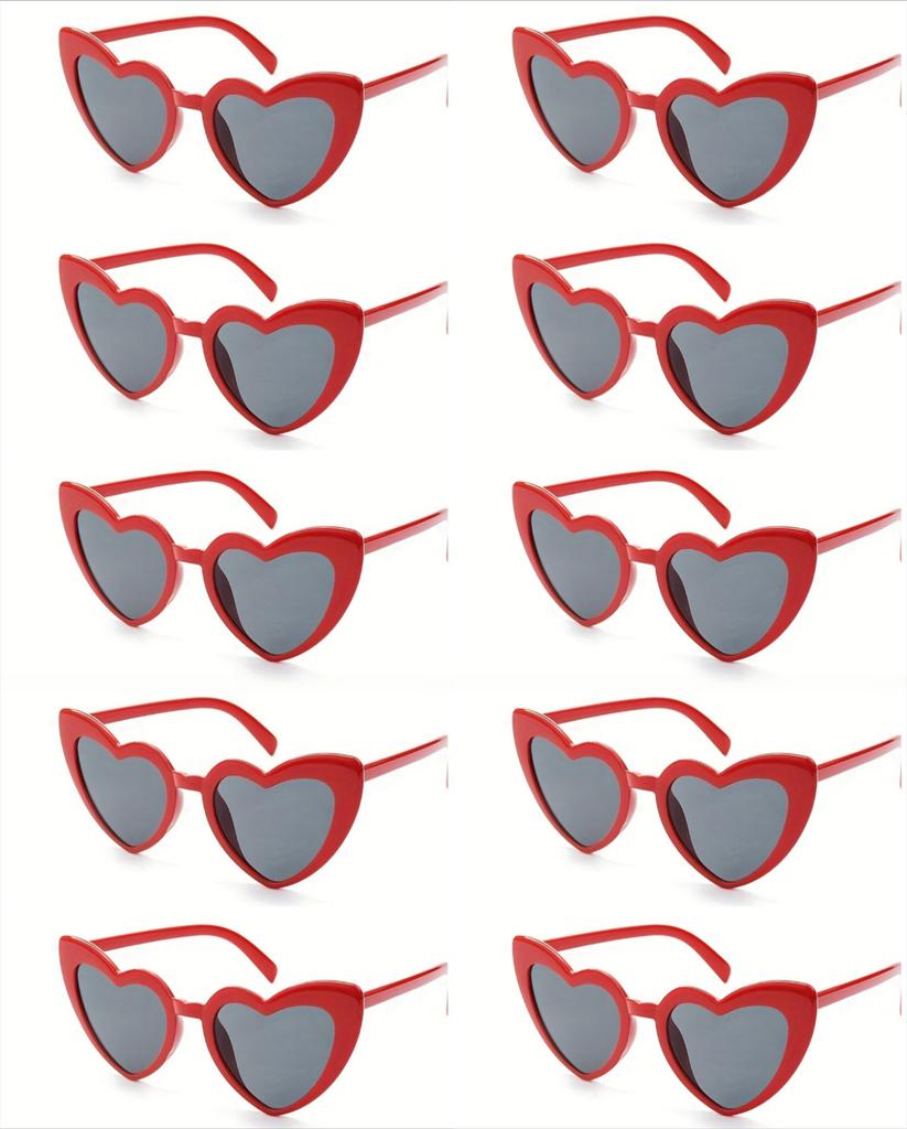 10pcs Retro Pose Love Sunglasses Female Fashion Big Face Thin Sunglasses Summer Travel Sunshade