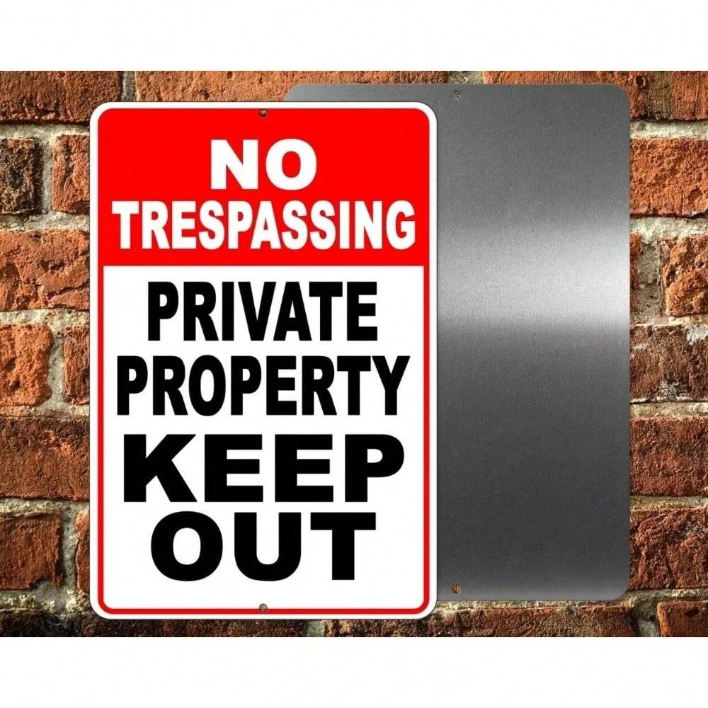 Home Defender Security Keep Out Sign - Weatherproof Aluminum No Trespassing + Reflective Stripes Outdoor Protection Marker 20x30cm(7.8x11.8inch)