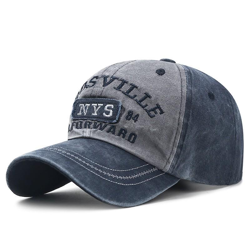 Unisex Distressed Embroidered Cotton Baseball Cap with Soft Brim for Sun Protection