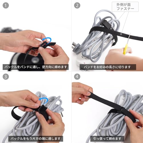 Trilancer 10m x 2.5cm reusable cable tie adjustable hook loop strap + 50 buckles included can be cut freely wire management