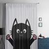 Cortinas transparentes de chiffon de gato preto para decoração de sala de estar, quarto, janela, cortinas de tule