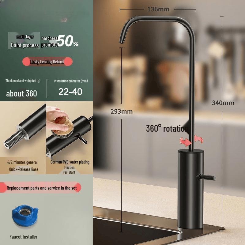 Ying Tang C200 Black Stainless Steel Water Purifier Faucet