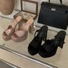 Fashion Fashion Rhinestones Satin Platform Wedges Women Gladiator Sandals Sexy Ankle Strap High Heels Summer Party Prom Chunky Shoes