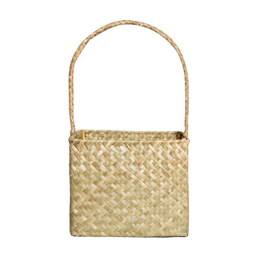 

Корзина для хранения из ротанга ручной работы, плетеная, корзина для пикника, корзина-органайзер для покупок 18x18x14cm-B