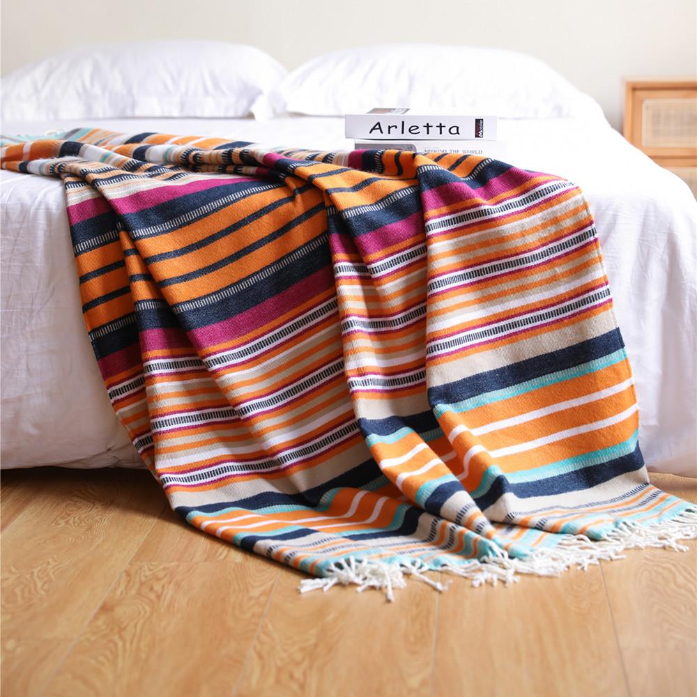 Mexican Tablecloth,Colorful Mexican Blanket with Fringe Handwoven Beautiful Table Cloth for Mexican Fiesta Party Decorations Perfect Picnic Blanket