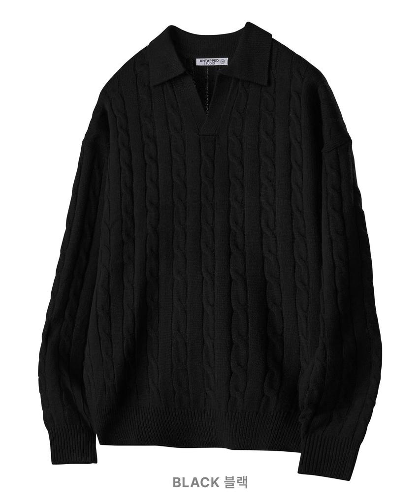 UNTAPPED STUDIO [Set] Oversized Cable Collar Knit Or Oversized Round Knit (Type B)