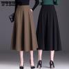 Black Suit Half Skirt, Women's Mid Length Umbrella Skirt Plus Size Skirt Spring and Autumn High Waist A-line Skirt