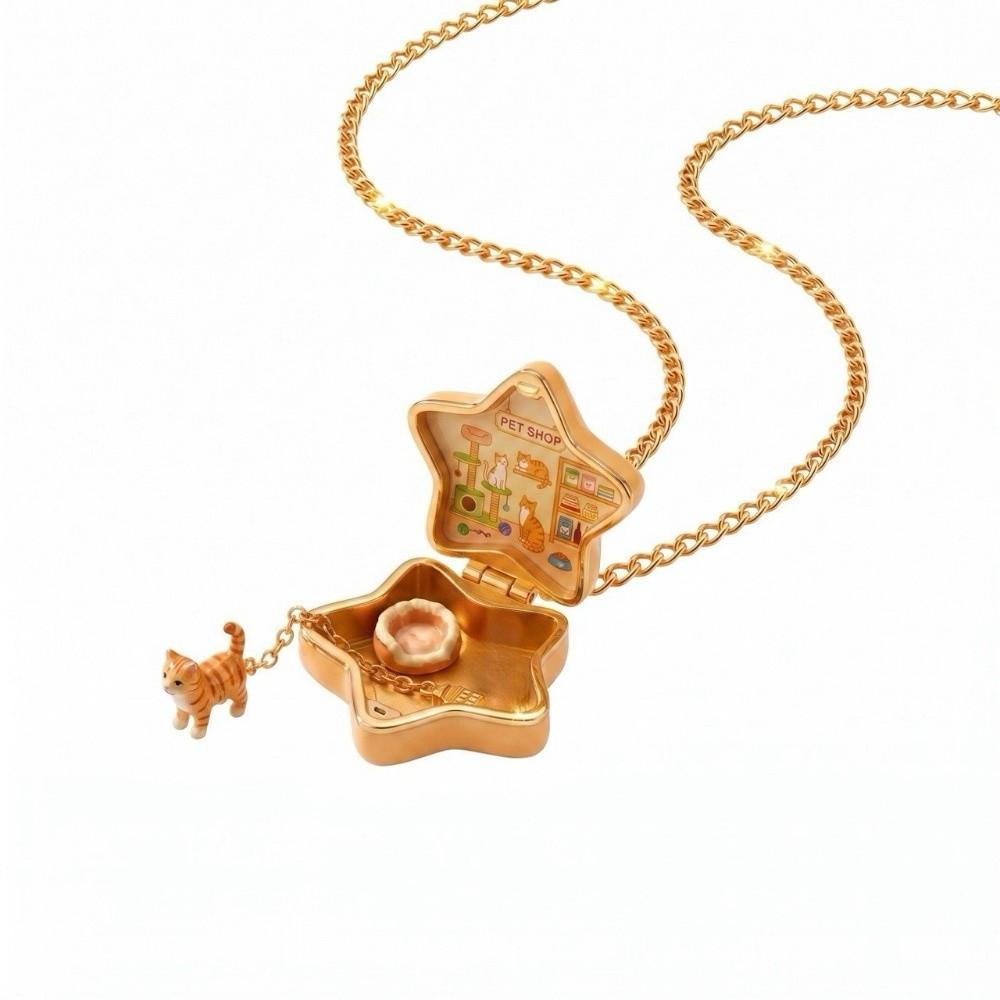 Oil Coating Openable Pendant Necklace Enamel Craft Enamel Dog Necklace Teen Girls Jewelry