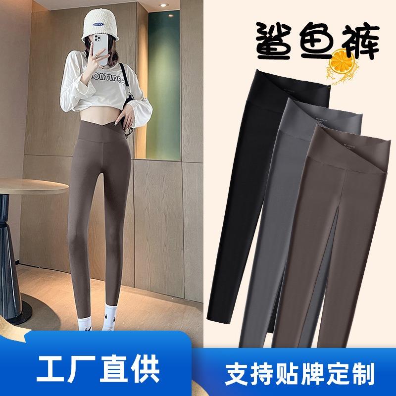 Shark Pants Barbie Leggings Large Size Outer Wear Cross High Waist Hip Lift Abdomen Autumn and Winter Leggings Women