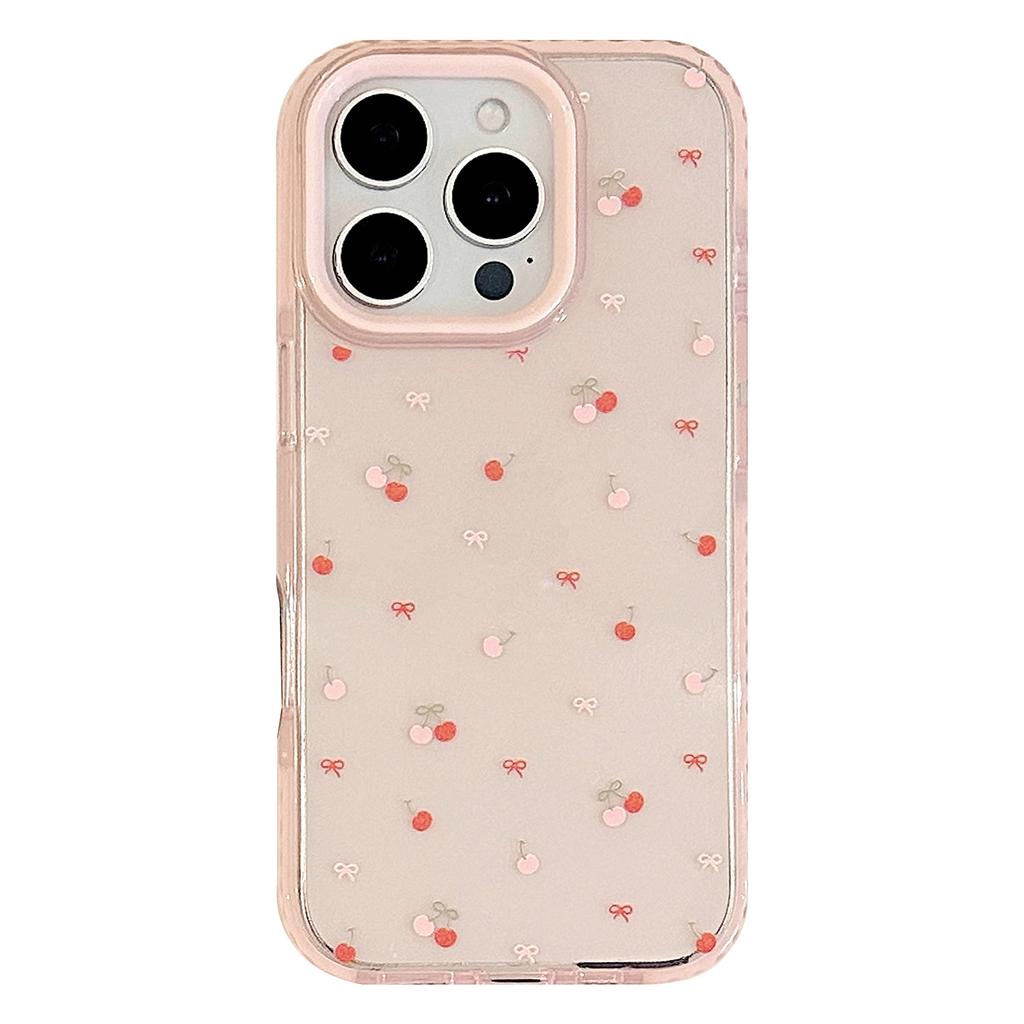 Lovely Red Cherry Shockproof Protective Clear Case for iPhone 17 Pro Max 15 13 14 16 Pro Max Soft Shockproof Cute Cover