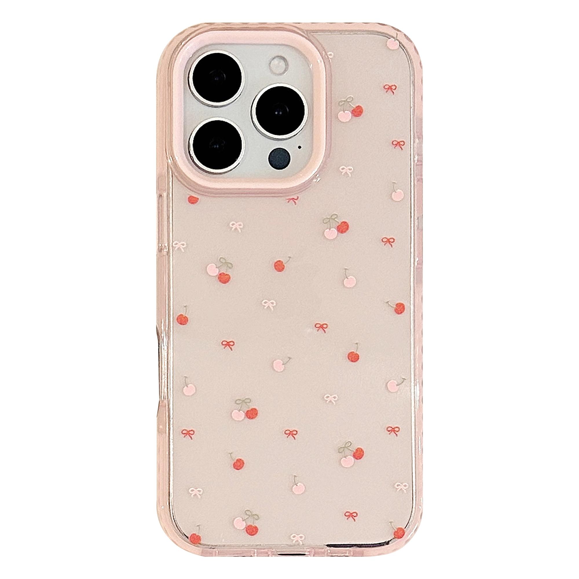 

Lovely Red Cherry Shockproof Protective Clear Case for iPhone 17 Pro Max 15 13 14 16 Pro Max Soft Shockproof Cute Cover iPhone17