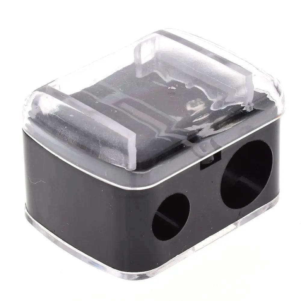 Plastic Double-Hole Pencil Sharpener For Eyeliner Eyebrow Pencil Student Girls Precision Lipstick Cosmetic Pencil Sharpener Tool чёрный
