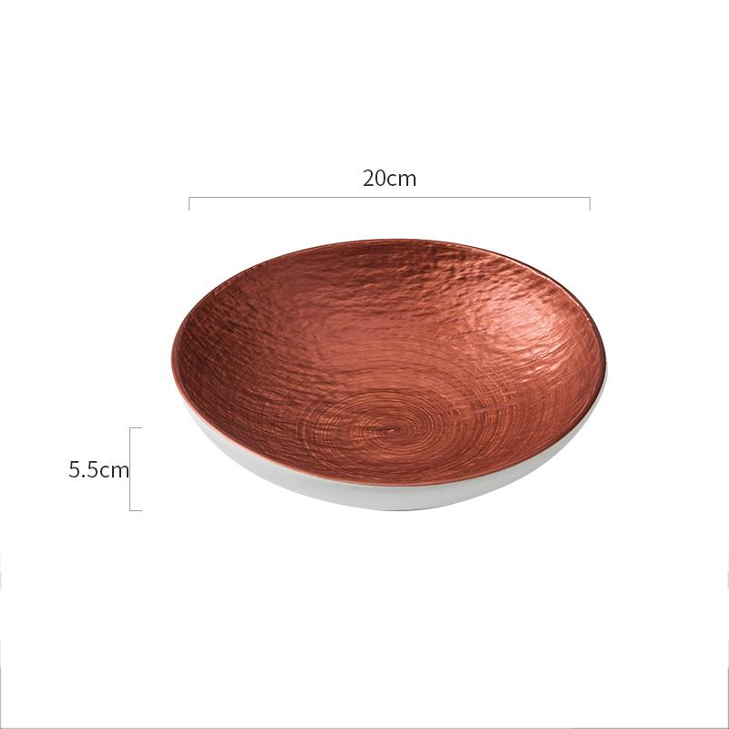 Black Gold Stone Patterned Salad Bowl Restaurant Ceramic Deep Bowl Soup Bowl Sashimi Bowls Dessert Bowls Creative Tableware