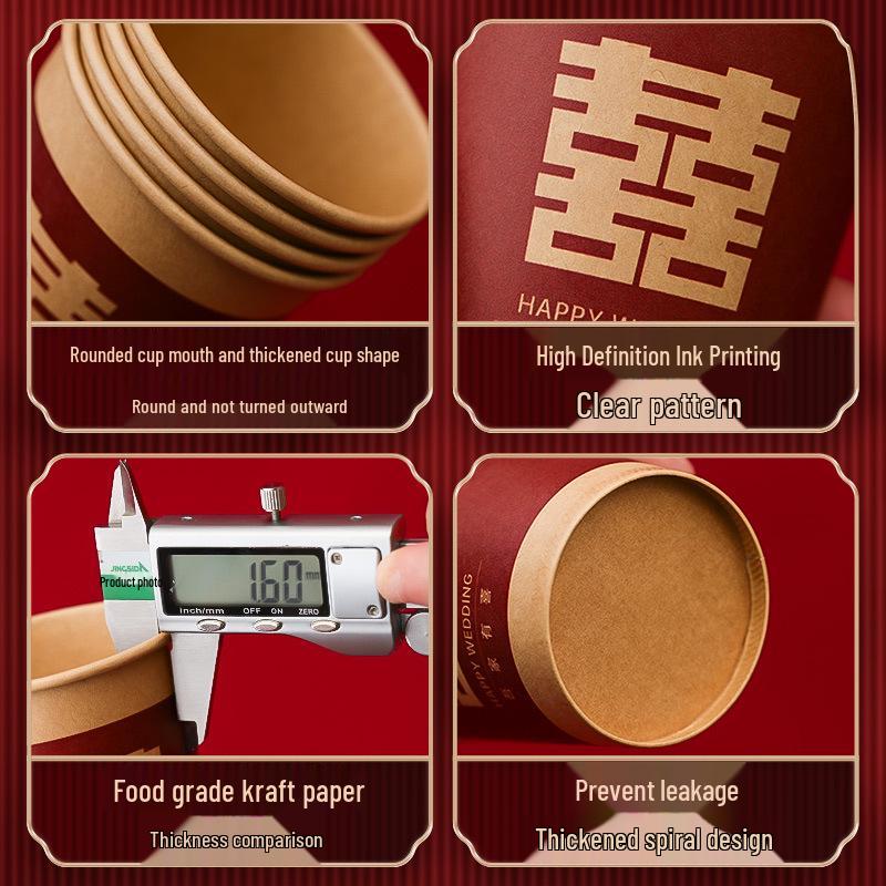 Elegant Disposable Red Wedding Paper Tea Cups