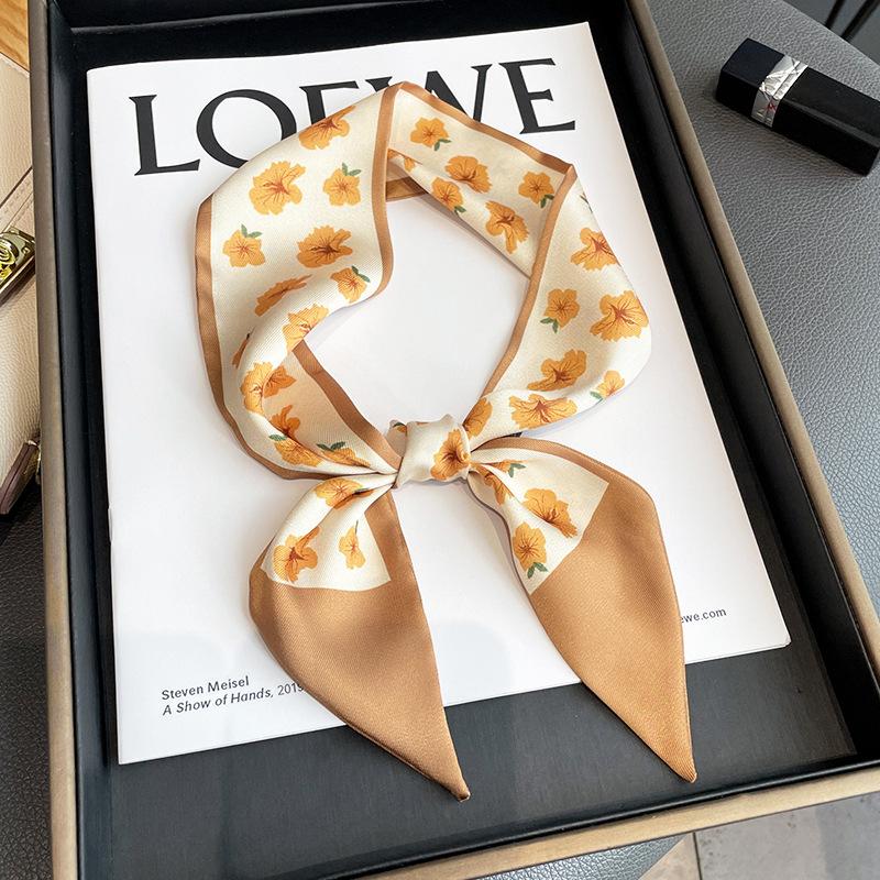 Langer, dünner Seidenschal für Damen, Haarband, Krawatte, Design-Print, Luxusmarke, Haarreifen-Accessoires, coole Mädchen-Schals, Sommer 2021