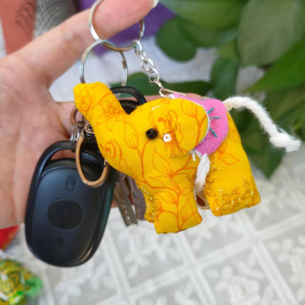 Handgefertigter Thai Floral Elefant Schlüsselanhänger - Kleiner Taschenanhänger Souvenir