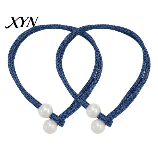 Easy Operate Curtain Fasteners 1 Pair Tiebacks for Drapes, Adjustable Rope Tie Backs, Faux Pearls Cord Buckle Holder Home Hotel Office Window Drapery