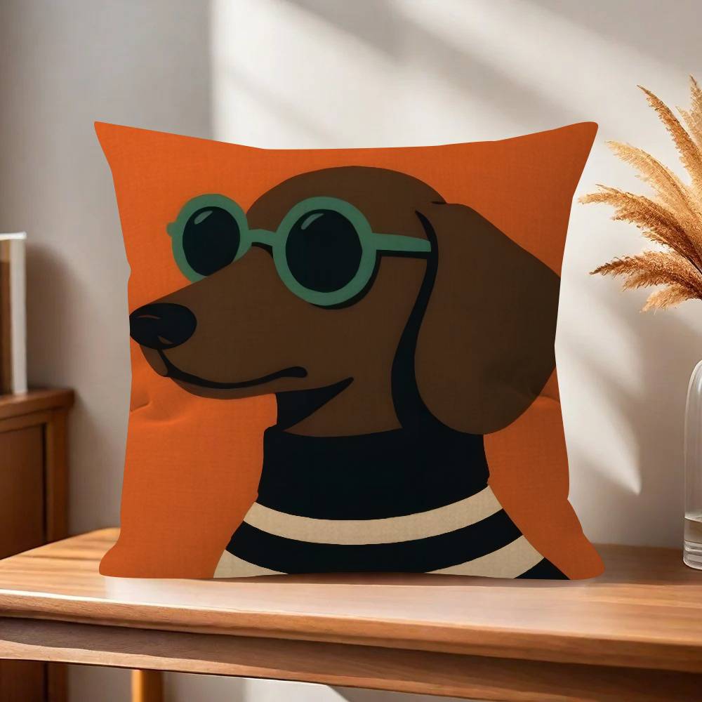 Sausage Dog Dachshund cute Pillowcase toon Gift Cushion Cover Bedroom Home Sofa Chair Seat Decor pillow case