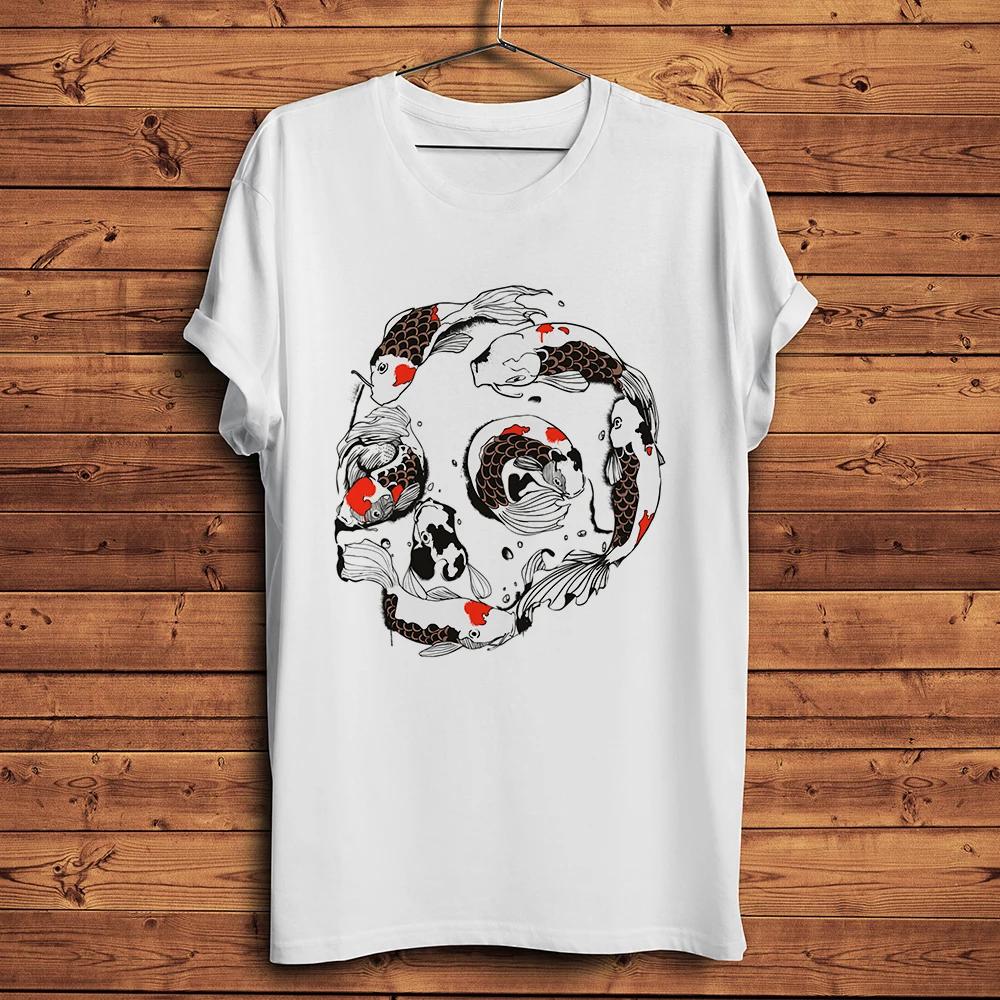 Koi Nishikigoi Fish Skull Funny Punk Tshirt UnisexNew White Casual Short Sleeve T ShirtUnisex Streetwear Tee Breathable Print S