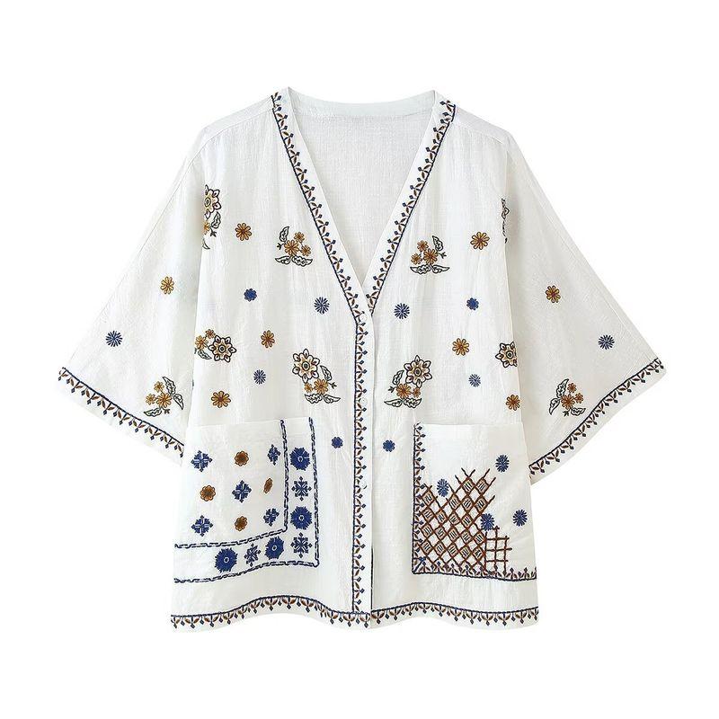 

Kaslead New Arrival Women s Fashion Style Stylish Simple and Versatile Embroider Shirt 5107063 Picture Color L