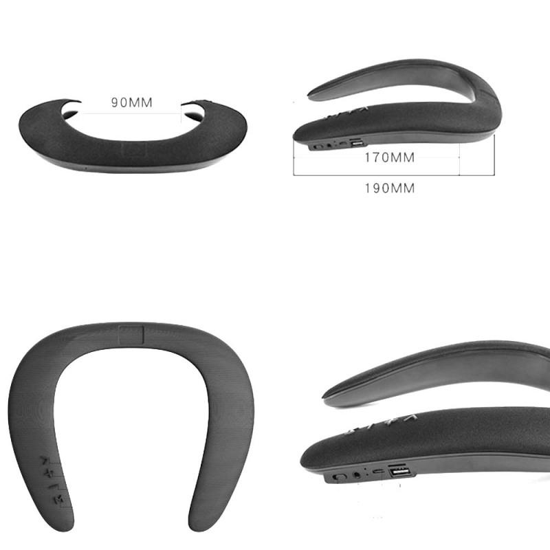 Bluetooth Speaker 5D Stereo Wireless Music Player Wearable Neck Ring Built-in 1200mAh Battery