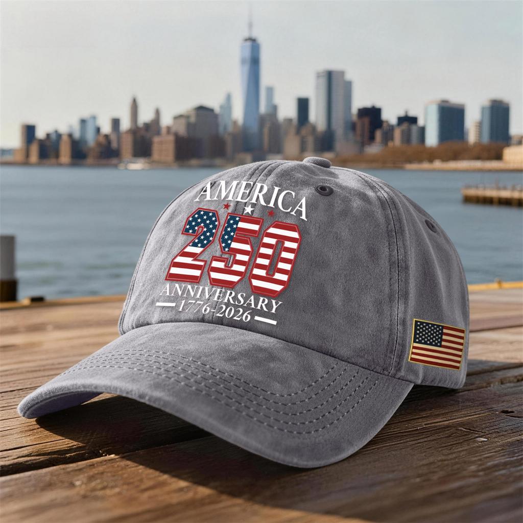 Unisex USA 250th Anniversary Printed Distressed Washed Baseball Cap | Patriotic Vintage Hat For Celebrations