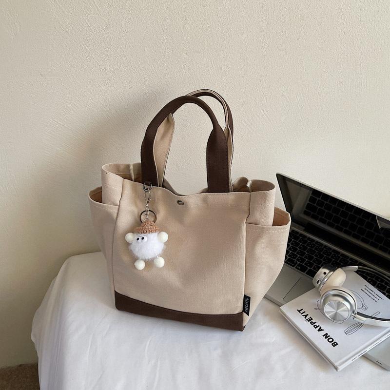 

Large-capacity shopping bag casual literary and lazy style shoulder bag female tray extra-large bag handbag simple canvas bag No pendant бежевий