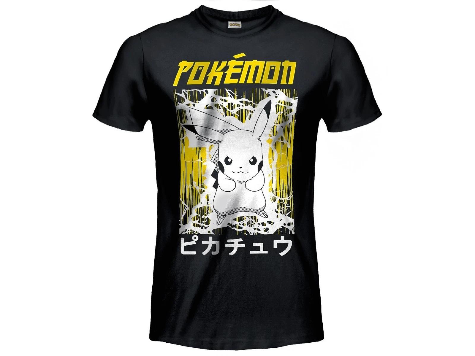Pokemon T-Shirt Black Pikachu Electric Original Official 4XL