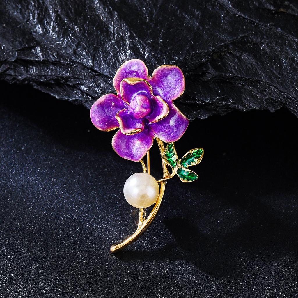 New Fresh Literary Dripping Flower Brooch Simple and Versatile Clothing Pin High-end Jacket Accessories Corsage Woman