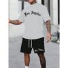 Summer men's sports casual suit short-sleeved T-shirt shorts youth trendy brand two-piece set