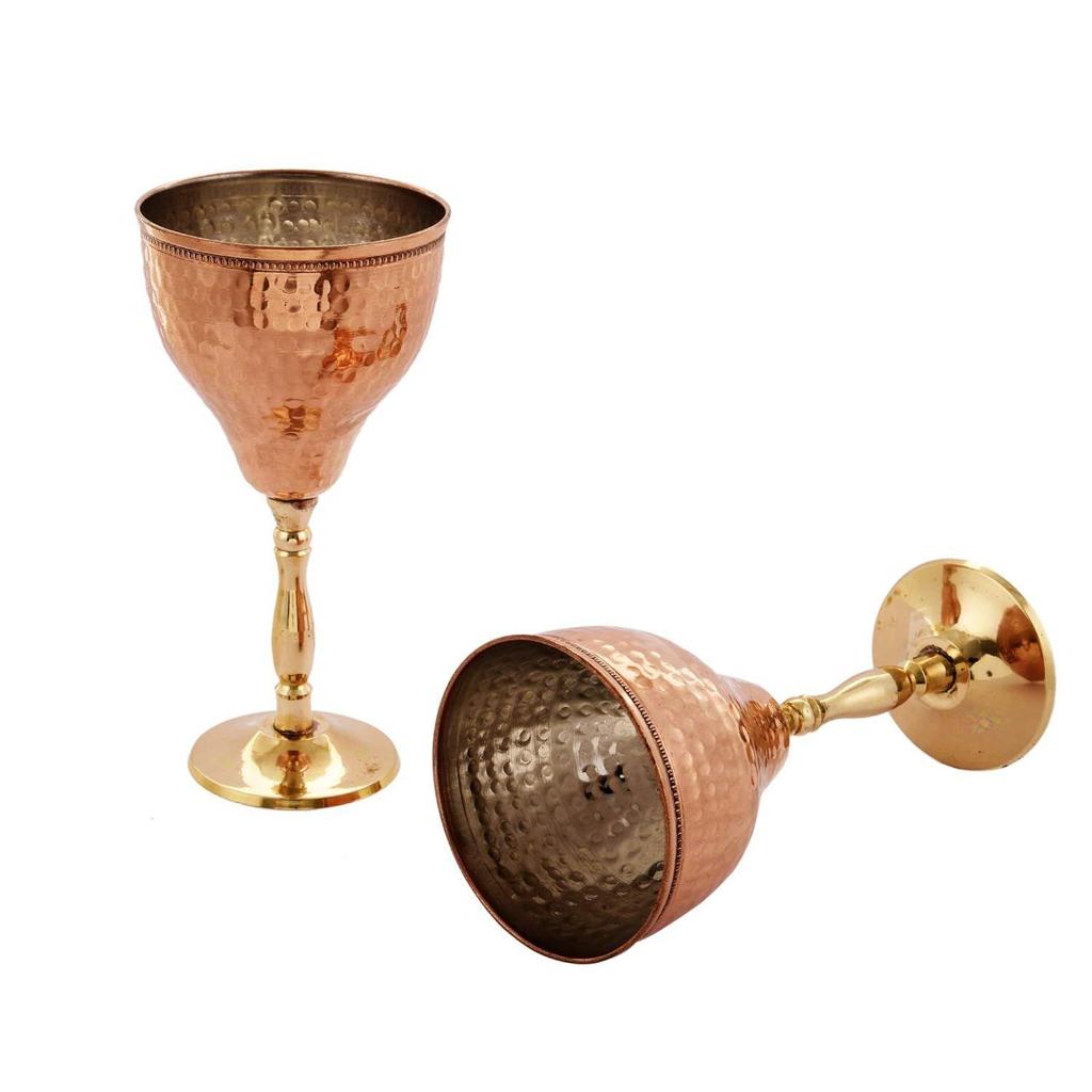 Set of 2 Hammered Copper Nickel Lined Champagne Coupes/ Flutes/ Wine Glasses in Gift Box