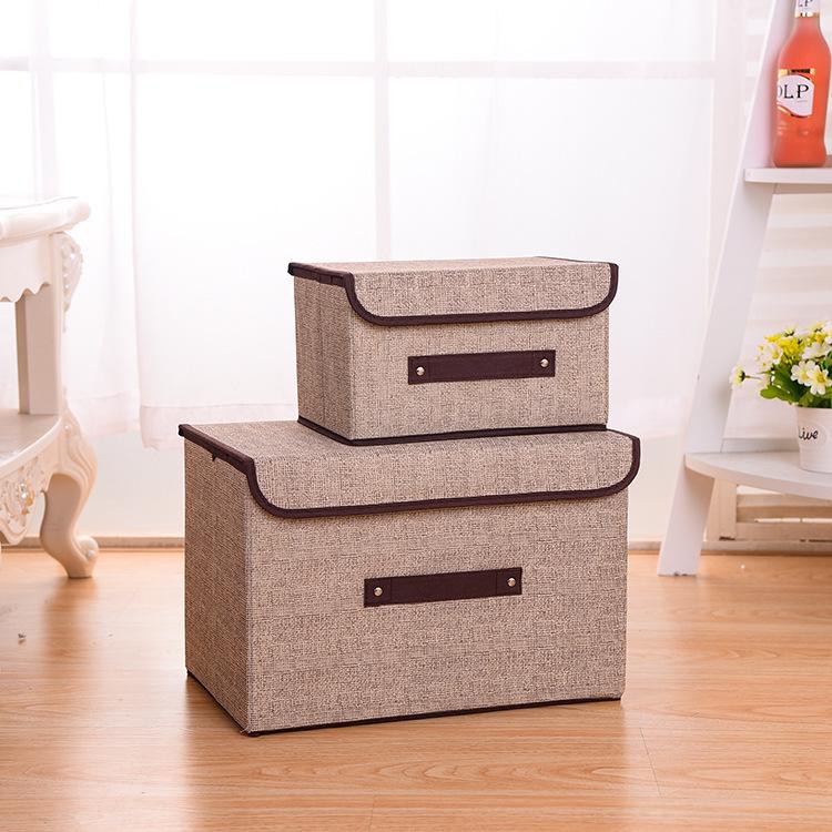 Collapsible Non-Woven Fabric Storage Box with Lid - Portable, Dustproof Organizer for Clothes and Clutter