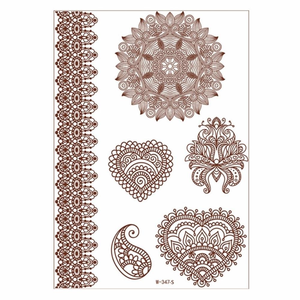 Lace Fake Tattoo Henna Tattoo Stickers Legs Arm Red Henna Tattoo Decals Temporary Tattoo  Girls