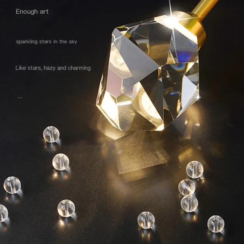 Nordic All-copper Molecular Long Crystal Chandelier Light Luxury Creative Post-modern Atmosphere Living Room LED Pendant Lights
