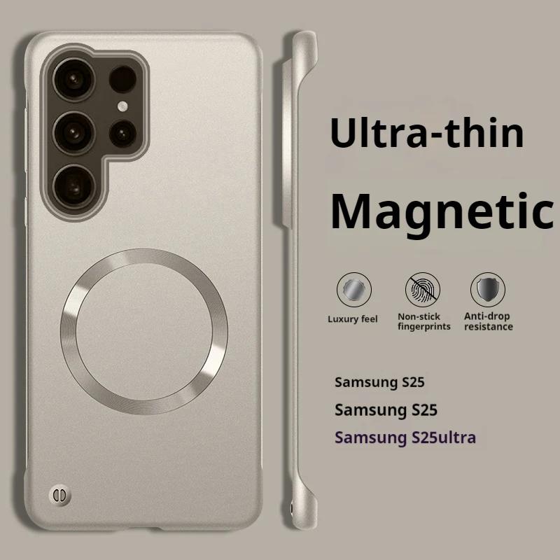 Thin Frameless Ultra Thin Magnetic Phone Case for Samsung Galaxy S26 Ultra S25 S24 S23 S22 Plus PC Hard Protective Cooling Cover