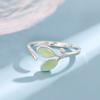 New Fashion Creative Temperament Sweet Opal 925 Sterling Silver Jewelry Green Leaf Female Crystal Opening Rings   R232