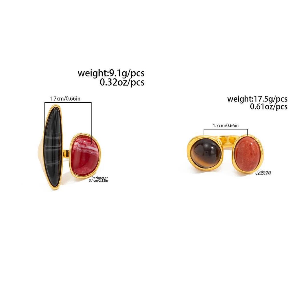 IngeSight.Z 2026 Unique Inlaid Resin Acrylic Opening Ring Creative Irregular Geometry Adjustable Knuckle Ring Daily Wear Jewelry