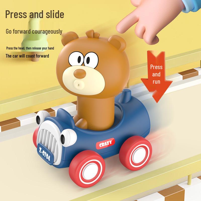 Cross-border Cartoon Animal Toy Car: Rotatable Head, Inertia-Powered, Drop-Resistant for Kids