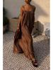 Elegant French Pleated Spaghetti Strap Summer Dress with Back Cutout