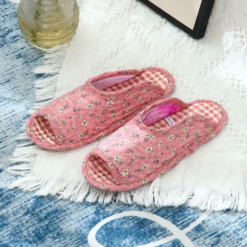 Women's home fabric slippers soft cloth bottom silent non-slip indoor climbing mat slippers wooden floor cotton mop machine washable