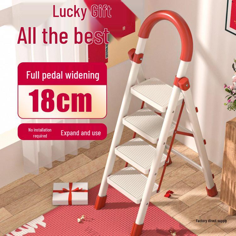 Compact Lightweight Telescopic Household A-Frame Ladder: Thickened, Widened, and Portable for Indoor Climbing