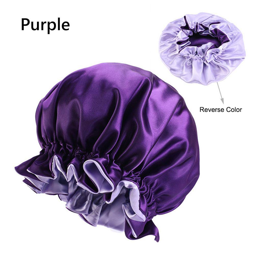 Elastic Band Double-layered Night Sleep Cap Satin Bonnet Hair Loss Beanies Hair Care Head Cover