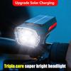 Solar Power Bike Front Lamp USB Rechargeable Cycling Flashlight Waterproof 3 Level Dimmable for Cycling Accessories Night Riding