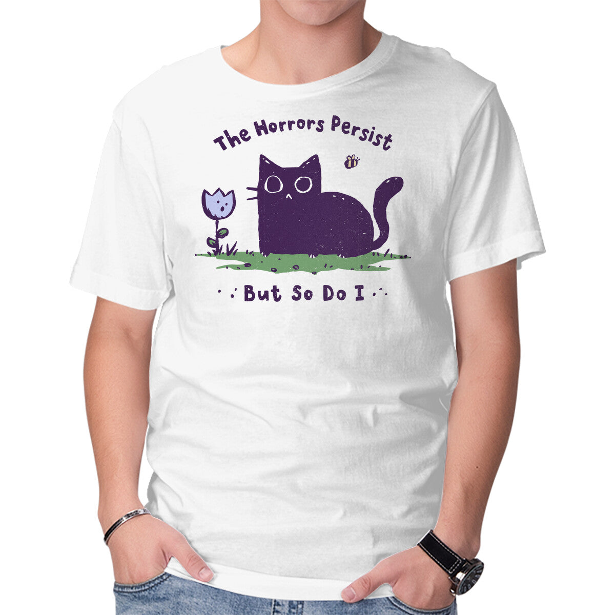 Unisex Crew Neck T-Shirt The Horrors Persist Graphic Short Sleeve Casual Tee XXXL