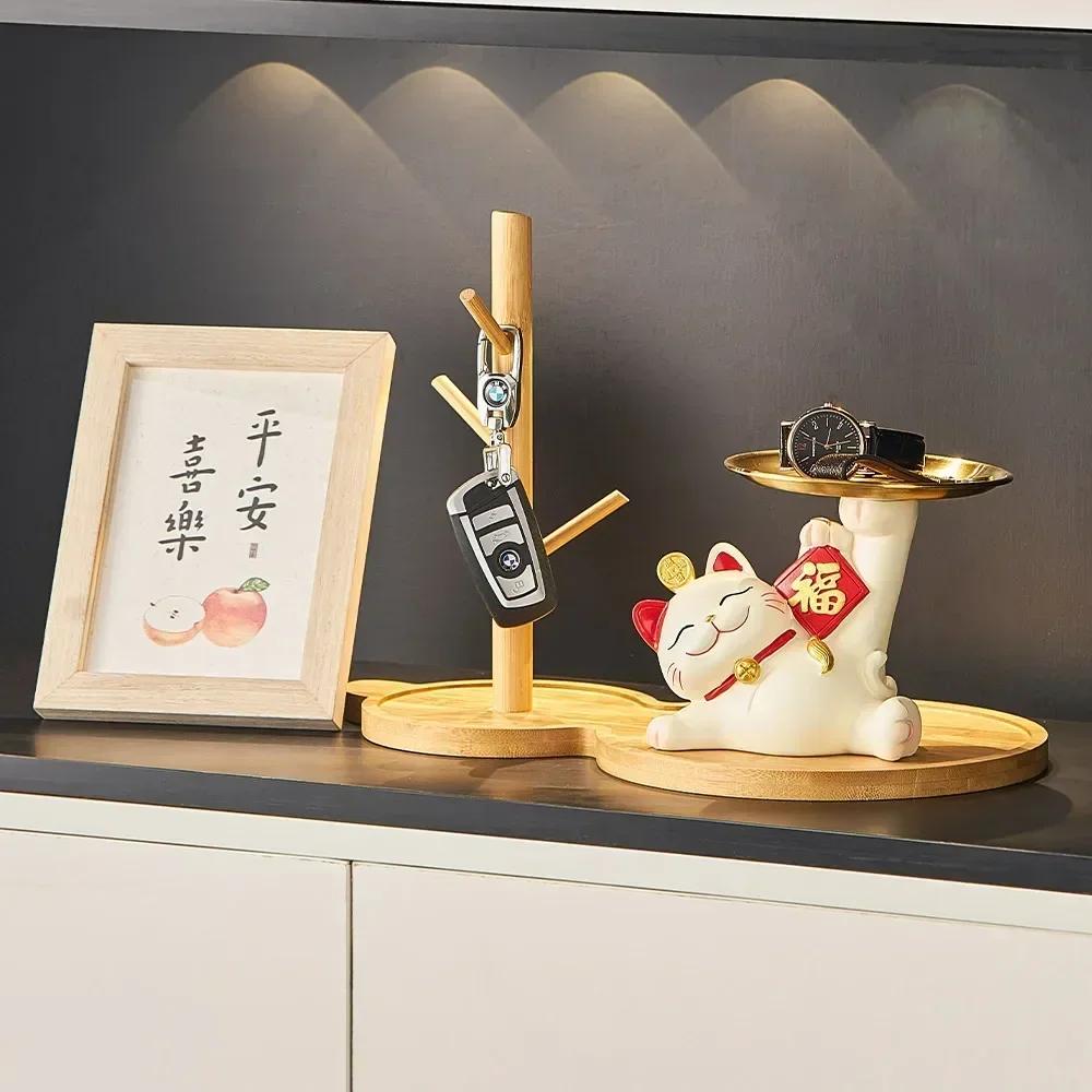 Creative Cat Storage Tray Figurine Modern Style Home Decor Desktop Ornaments Animal Sculpture Living Room Accessories Crafts