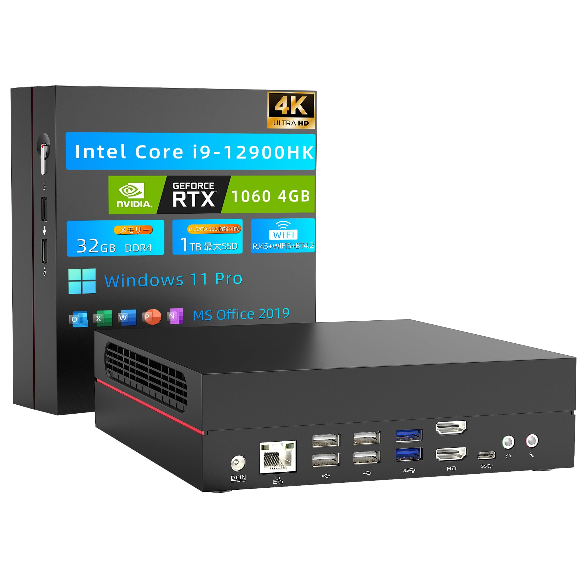 

VETESA Mini Gaming PC with Core NVIDIA GeForce GTX 1060 Up to Windows Office Simultaneous LAN 32GB 1TB NVMe SSD i9-12900HK, (14 Cores/20 Threads, чорний