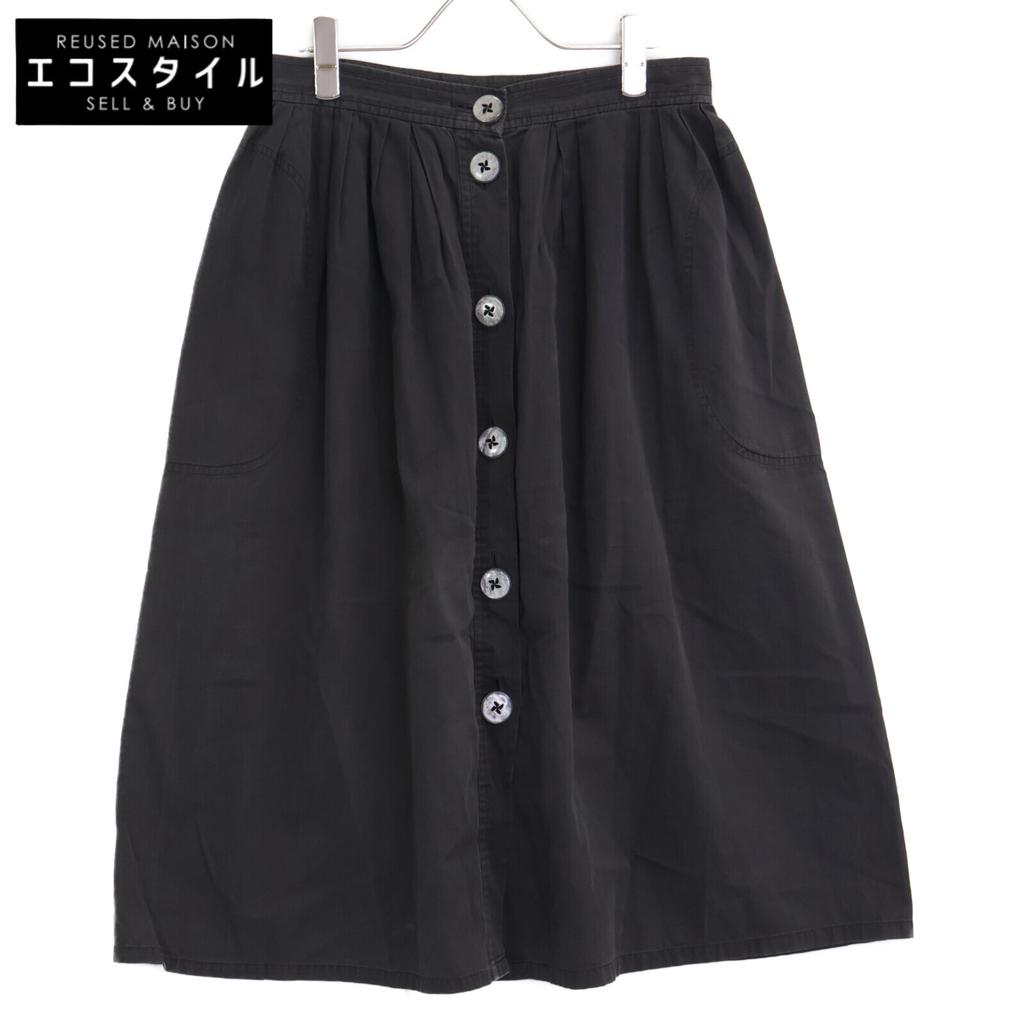 Yves Saint-Laurent 80s French front button skirt 46 blackUsed